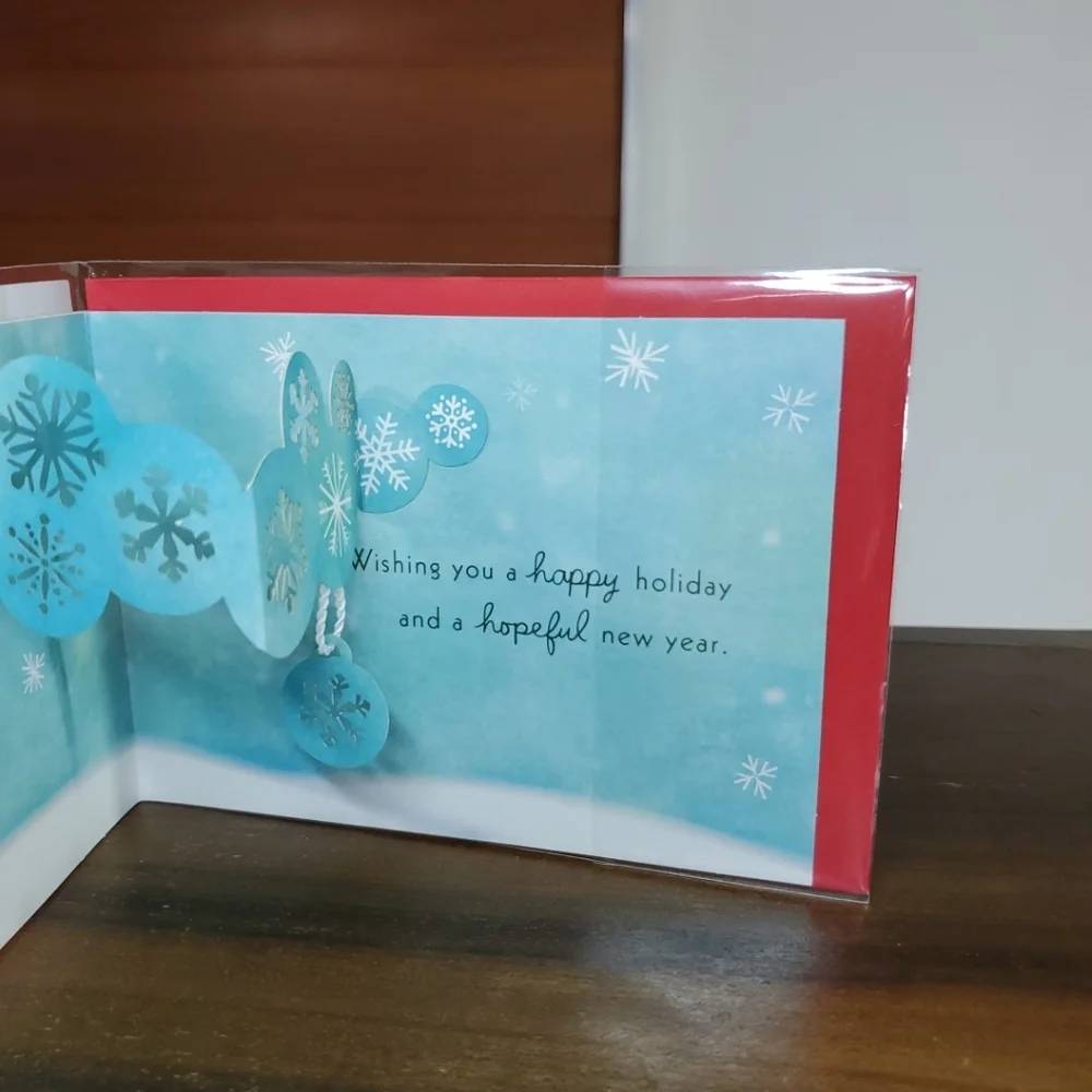 Holiday Mini Greeting Card Paper Wonder Family Polar Bear Snow Christmas Hallmar